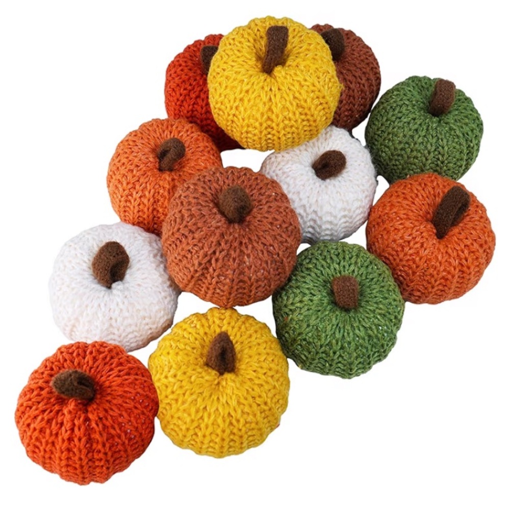 Autumn Harvest Knitted Pumpkin Decor Set